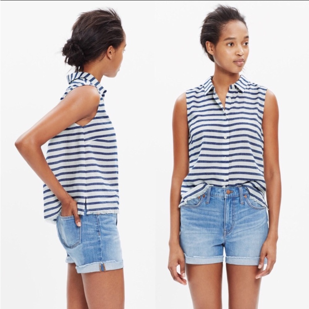 Madewell Blue and White Striped Button Down Shirt
